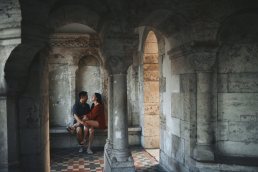 couple in love in fishermens bastion budapest