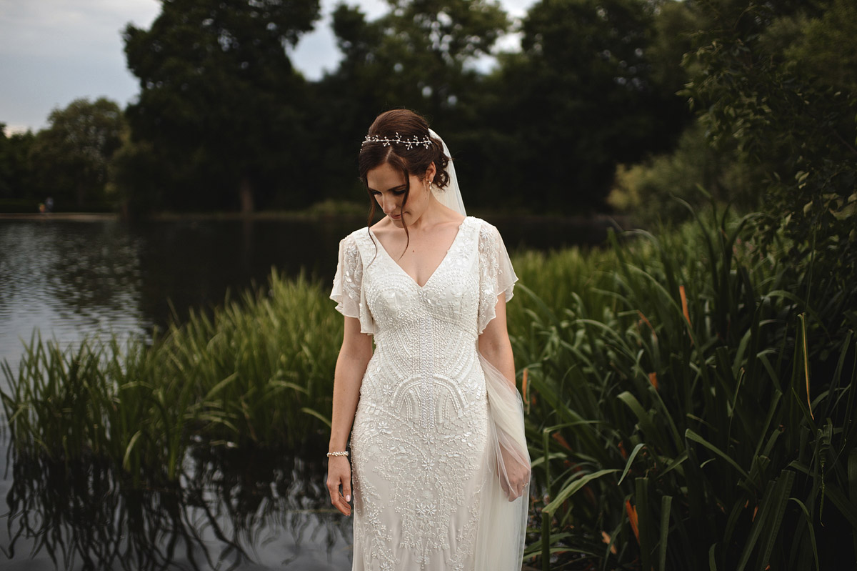 Wedding photographer London Wimbledon - bridal portrait at golf course