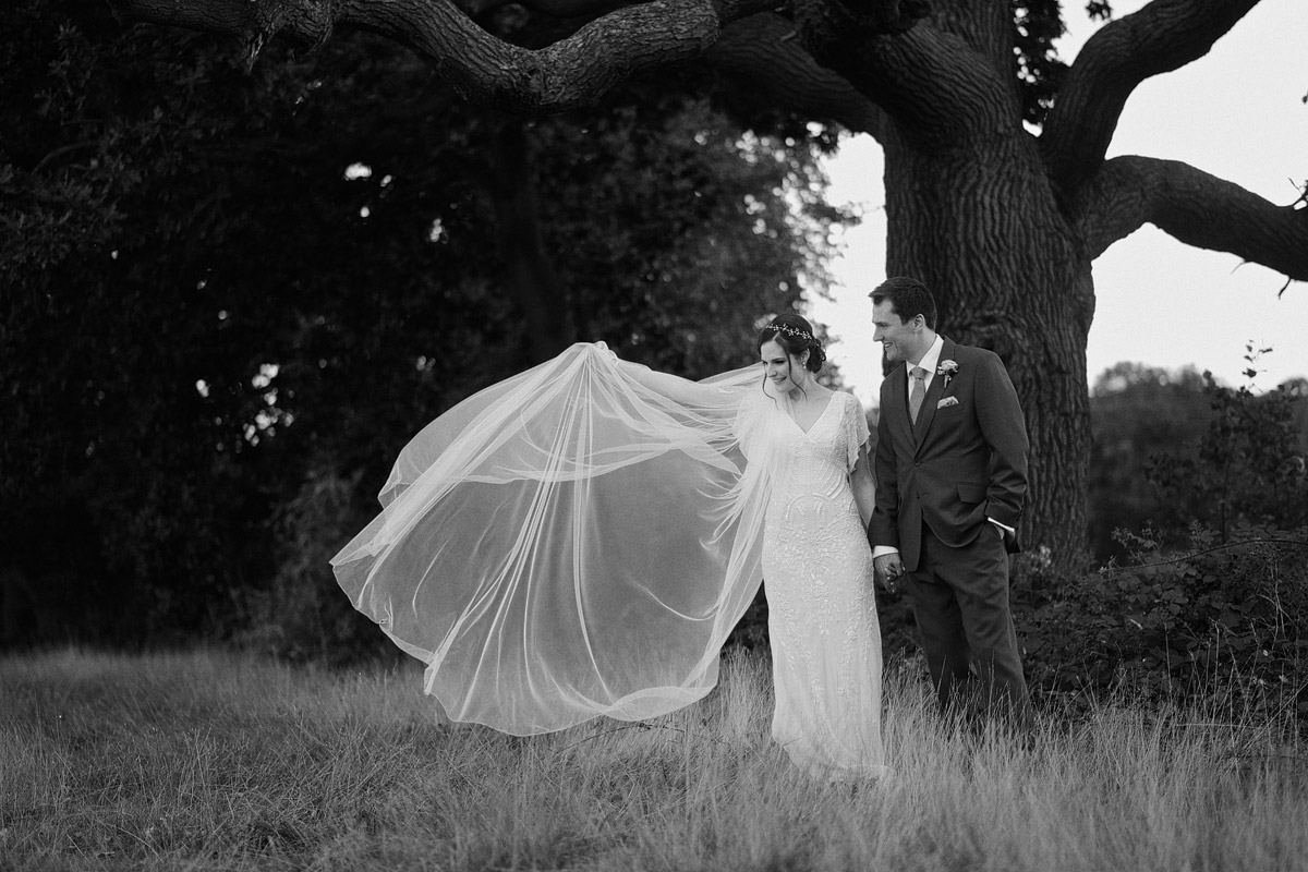 Wedding photographer London Wimbledon - wedding couple portrait at golf course