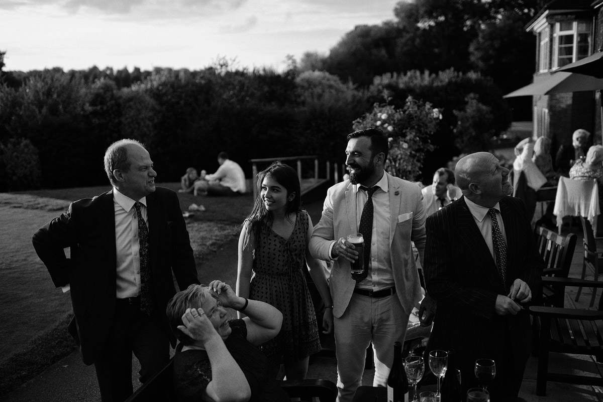 wedding guests in London golf course