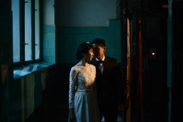 Pre wedding portrait in stairs of old building